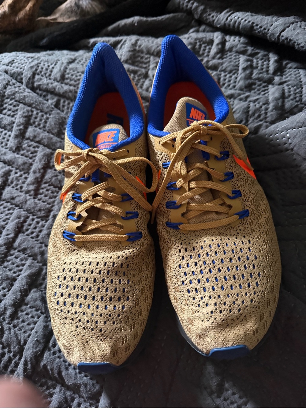 Nike Men’s Athletic Shoes in Tan with Blue & Orange Accents